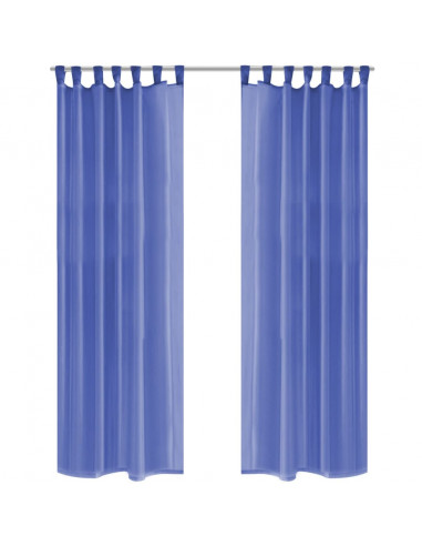 Tende in Voile 2 pz 140x225 cm Blu Reale