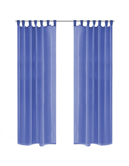 Tende in Voile 2 pz 140x225 cm Blu Reale