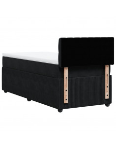 Giroletto a Molle con Materasso Nero 100x200 cm in Velluto