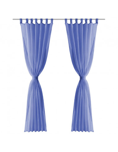 Tende in Voile 2 pz 140x225 cm Blu Reale