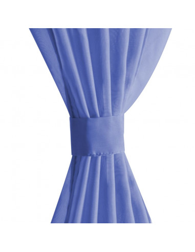 Tende in Voile 2 pz 140x225 cm Blu Reale