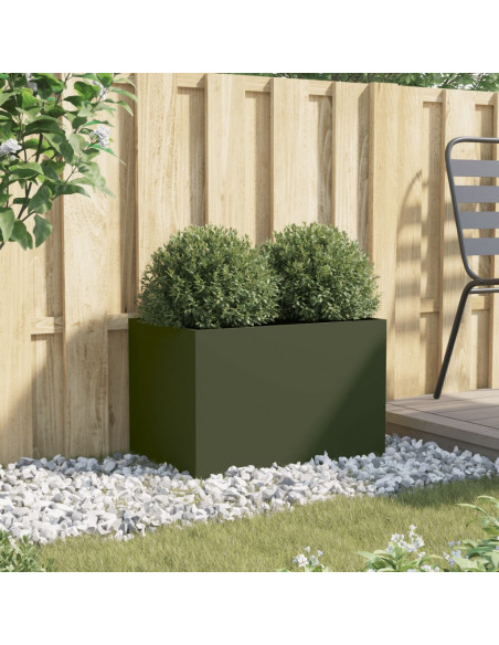 Fioriera Verde Oliva 62x40x39 cm in Acciaio Laminato a Freddo