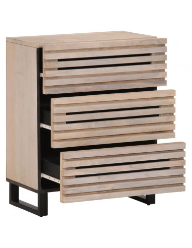 Credenza Bianca 60x34x75 cm in Legno Massello di Mango