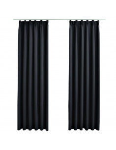 Tende Oscuranti con Ganci 2 pz Nere 140x175 cm
