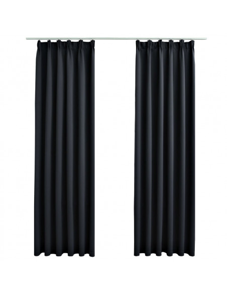 Tende Oscuranti con Ganci 2 pz Nere 140x175 cm