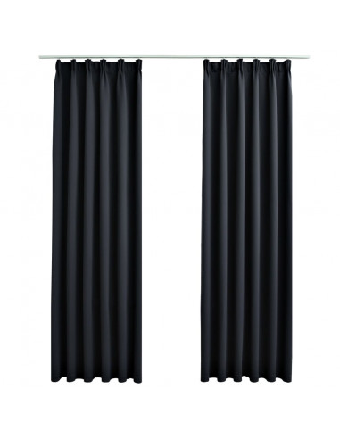 Tende Oscuranti con Ganci 2 pz Nere 140x225 cm
