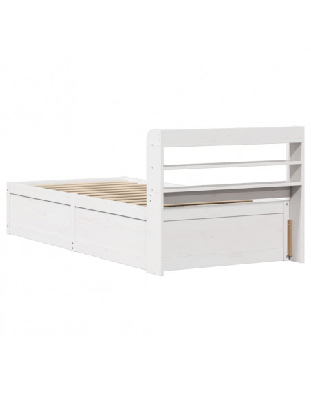 Giroletto con Testiera Bianco 100x200 cm Legno Massello di Pino