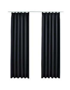 Tende Oscuranti con Ganci 2 pz Nere 140x245 cm