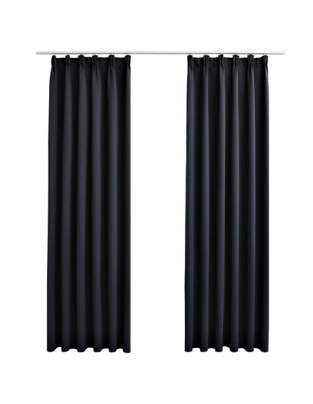 Tende Oscuranti con Ganci 2 pz Nere 140x245 cm