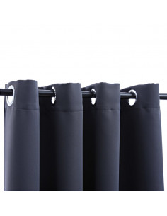 Tende Oscuranti con Anelli in Metallo 2 pz Antracite 140x175 cm 2