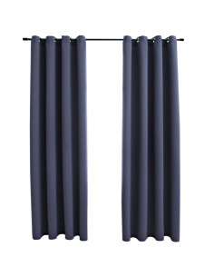 Tende Oscuranti con Anelli in Metallo 2 pz Antracite 140x225 cm