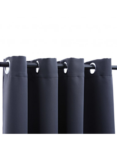 Tende Oscuranti con Anelli in Metallo 2 pz Antracite 140x225 cm