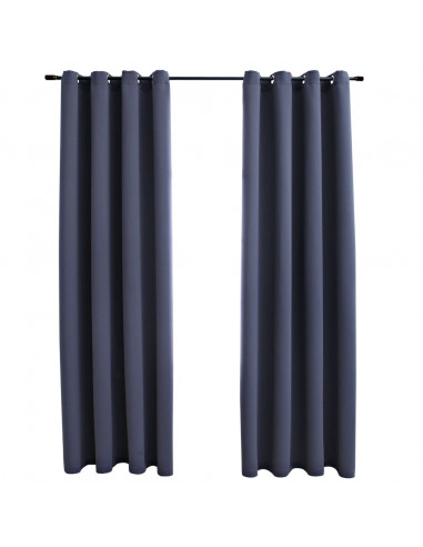 Tende Oscuranti con Anelli in Metallo 2 pz Antracite 140x245 cm