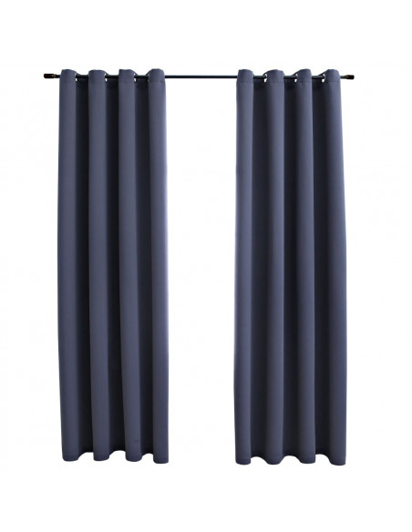 Tende Oscuranti con Anelli in Metallo 2 pz Antracite 140x245 cm