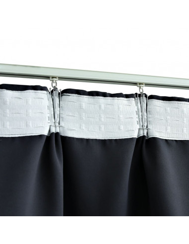 Tende Oscuranti con Ganci 2 pz Antracite 140x175 cm