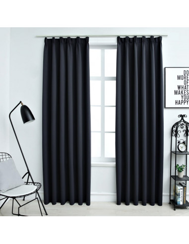 Tende Oscuranti con Ganci 2 pz Antracite 140x245 cm