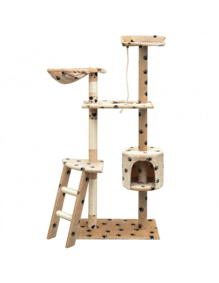 Albero per Gatti Tiragraffi Sisal 150 cm Zampe Stampate Beige