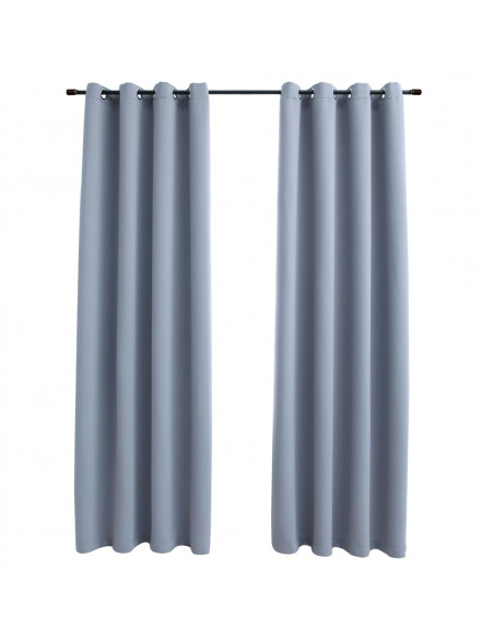 Tende Oscuranti con Anelli in Metallo 2 pz Grigie 140x175 cm