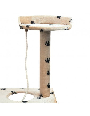 Albero per Gatti Tiragraffi Sisal 150 cm Zampe Stampate Beige