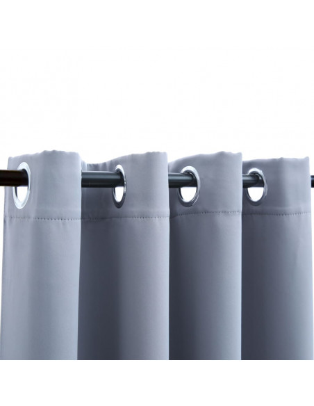 Tende Oscuranti con Anelli in Metallo 2 pz Grigie 140x175 cm