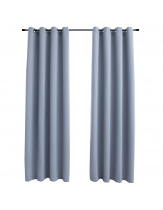 Tende Oscuranti con Anelli in Metallo 2 pz Grigie 140x225 cm
