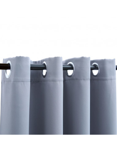 Tenda Oscurante con Anelli in Metallo Grigia 290x245 cm