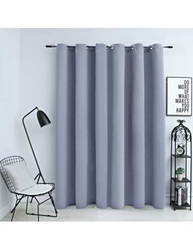 Tenda Oscurante con Anelli in Metallo Grigia 290x245 cm
