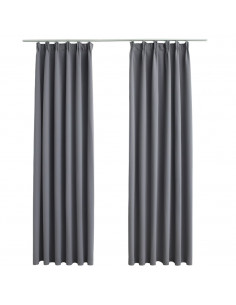 Tende Oscuranti con Ganci 2 pz Grigie 140x175 cm