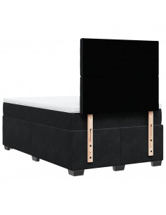 Giroletto a Molle con Materasso Nero 120x190 cm in Velluto