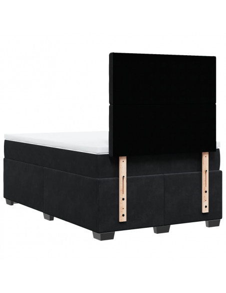 Giroletto a Molle con Materasso Nero 120x190 cm in Velluto