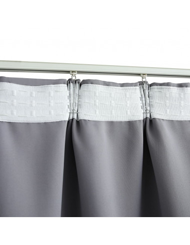 Tende Oscuranti con Ganci 2 pz Grigie 140x175 cm