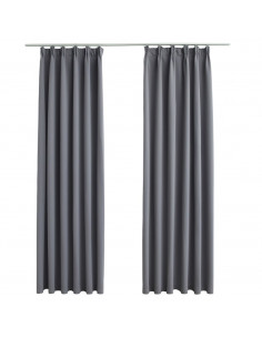 Tende Oscuranti con Ganci 2 pz Grigie 140x225 cm