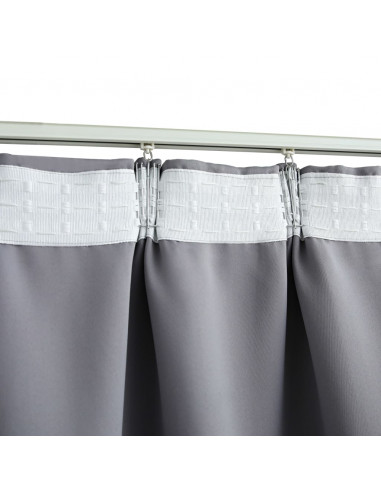 Tende Oscuranti con Ganci 2 pz Grigie 140x225 cm