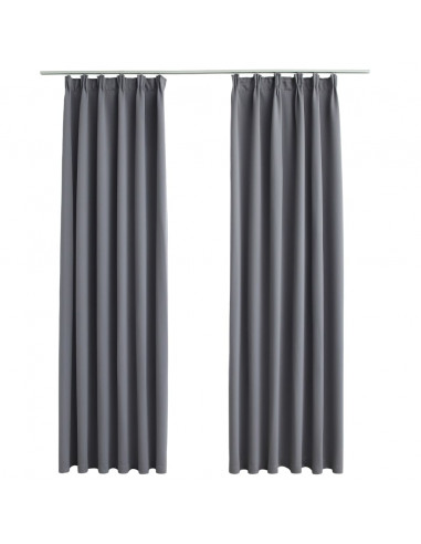 Tende Oscuranti con Ganci 2 pz Grigie 140x245 cm