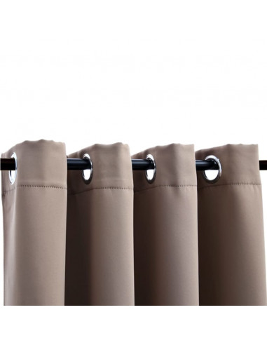 Tende Oscuranti con Anelli Metallo 2 pz Grigio Talpa 140x225 cm