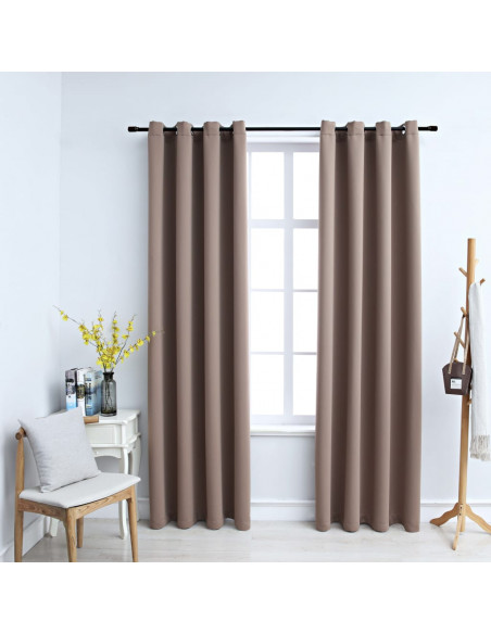 Tende Oscuranti con Anelli Metallo 2 pz Grigio Talpa 140x245 cm
