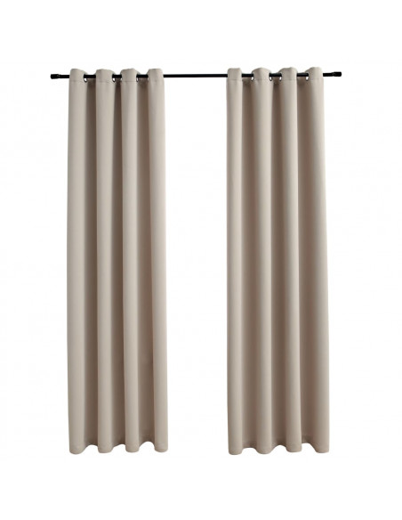 Tende Oscuranti con Anelli in Metallo 2 pz Beige 140x175 cm