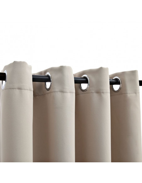 Tende Oscuranti con Anelli in Metallo 2 pz Beige 140x175 cm