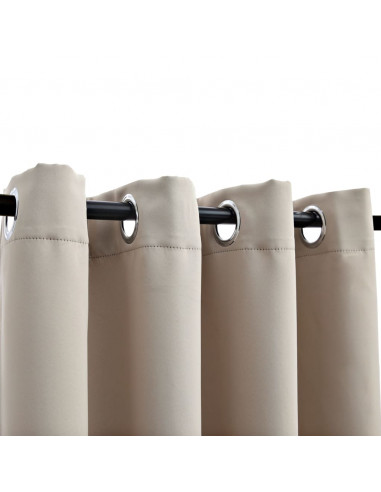 Tende Oscuranti con Anelli in Metallo 2 pz Beige 140x225 cm