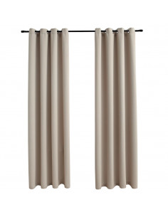 Tende Oscuranti con Anelli in Metallo 2 pz Beige 140x245 cm