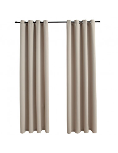 Tende Oscuranti con Anelli in Metallo 2 pz Beige 140x245 cm
