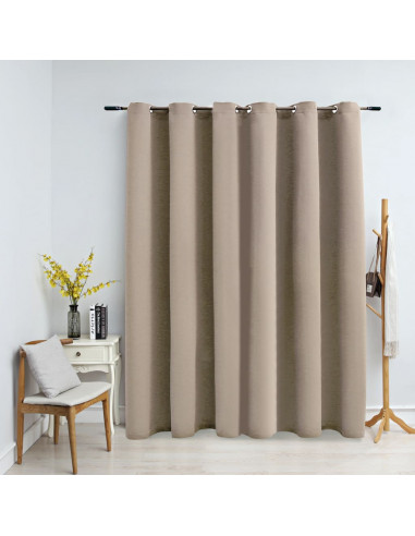 Tenda Oscurante con Anelli in Metallo Beige 290x245 cm