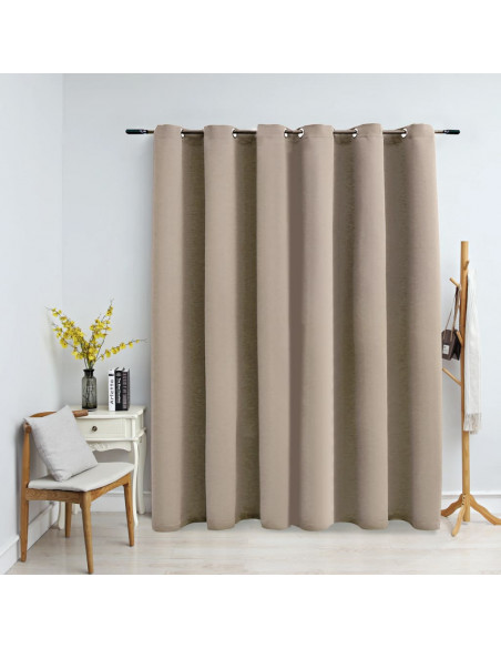 Tenda Oscurante con Anelli in Metallo Beige 290x245 cm