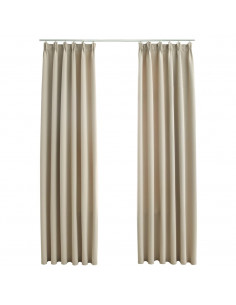 Tende Oscuranti con Ganci 2 pz Beige 140x245 cm