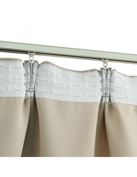 Tende Oscuranti con Ganci 2 pz Beige 140x245 cm