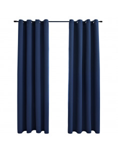 Tende Oscuranti con Anelli in Metallo 2 pz Blu 140x175 cm