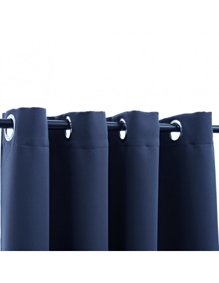 Tende Oscuranti con Anelli in Metallo 2 pz Blu 140x175 cm