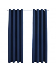 Tende Oscuranti con Anelli in Metallo 2 pz Blu 140x225 cm