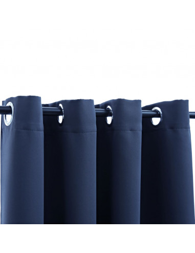 Tenda Oscurante con Anelli in Metallo Blu 290x245 cm