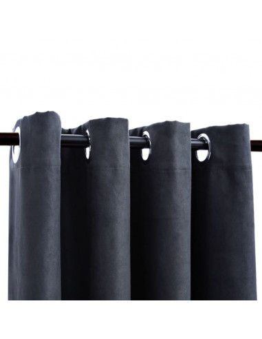 Tende Oscuranti con Anelli in Metallo 2 pz Antracite 140x175 cm